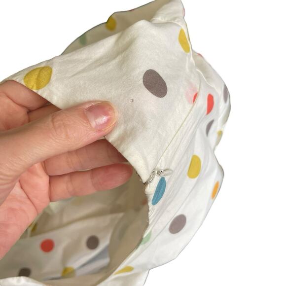 Garnet Hill Womens 14 A-line Dress Polka Dot White Print Vneck Cotton Flowy - Picture 3 of 12